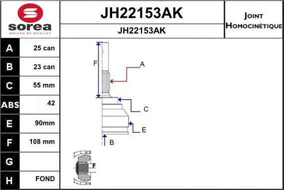 SNRA JH22153AK - Шарнирный комплект, ШРУС, приводной вал autospares.lv