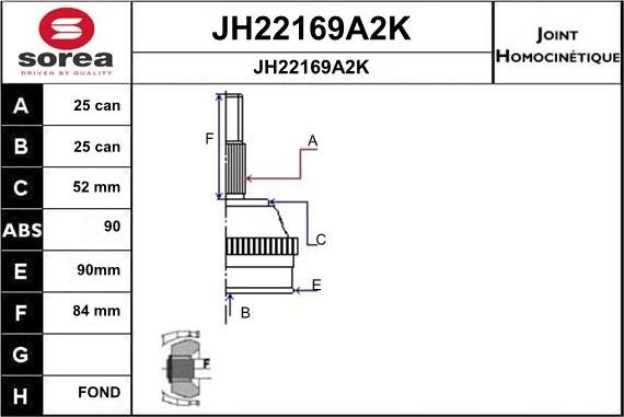 SNRA JH22169A2K - Шарнирный комплект, ШРУС, приводной вал autospares.lv