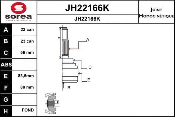 SNRA JH22166K - Шарнирный комплект, ШРУС, приводной вал autospares.lv
