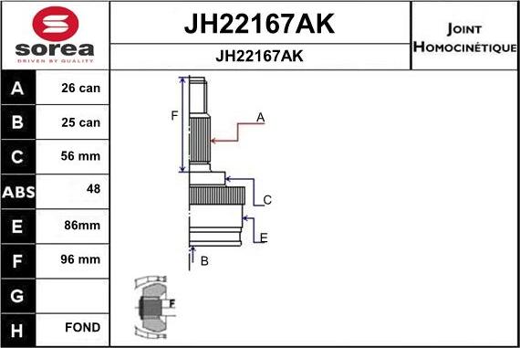 SNRA JH22167AK - Шарнирный комплект, ШРУС, приводной вал autospares.lv