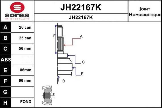 SNRA JH22167K - Шарнирный комплект, ШРУС, приводной вал autospares.lv