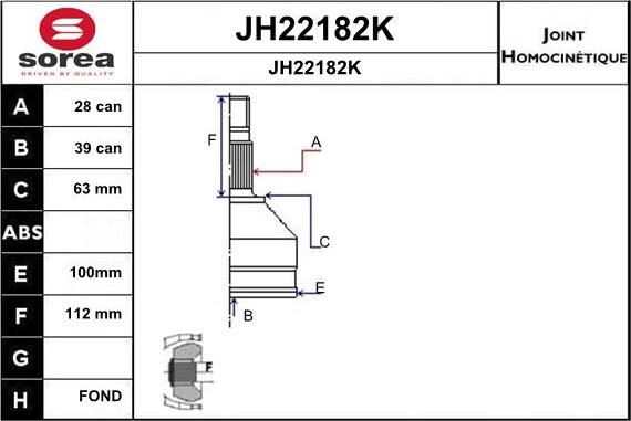 SNRA JH22182K - Шарнирный комплект, ШРУС, приводной вал autospares.lv