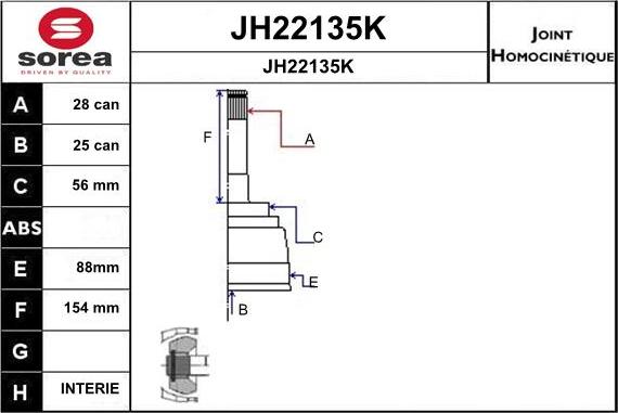 SNRA JH22135K - Шарнирный комплект, ШРУС, приводной вал autospares.lv