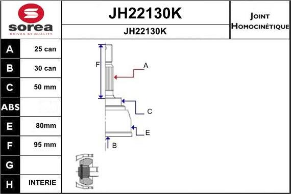 SNRA JH22130K - Шарнирный комплект, ШРУС, приводной вал autospares.lv
