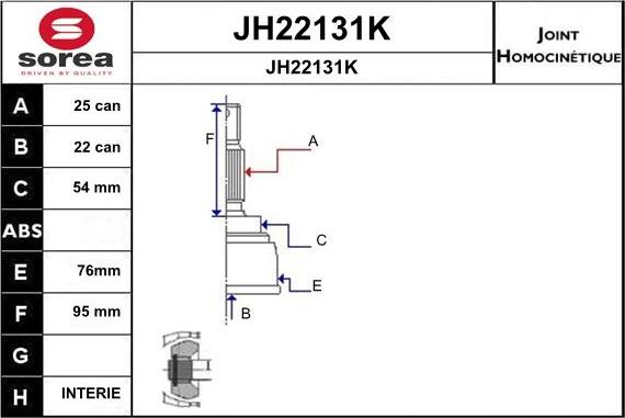 SNRA JH22131K - Шарнирный комплект, ШРУС, приводной вал autospares.lv