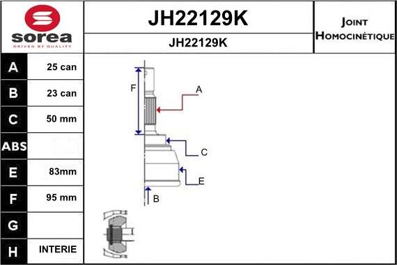 SNRA JH22129K - Шарнирный комплект, ШРУС, приводной вал autospares.lv