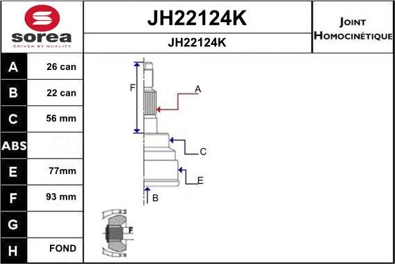 SNRA JH22124K - Шарнирный комплект, ШРУС, приводной вал autospares.lv