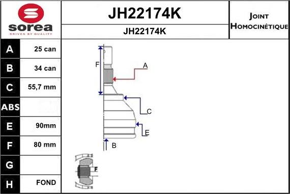 SNRA JH22174K - Шарнирный комплект, ШРУС, приводной вал autospares.lv