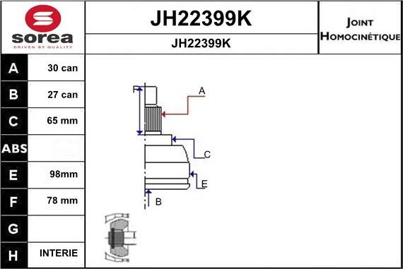 SNRA JH22399K - Шарнирный комплект, ШРУС, приводной вал autospares.lv