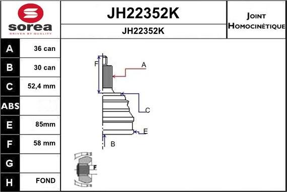SNRA JH22352K - Шарнирный комплект, ШРУС, приводной вал autospares.lv