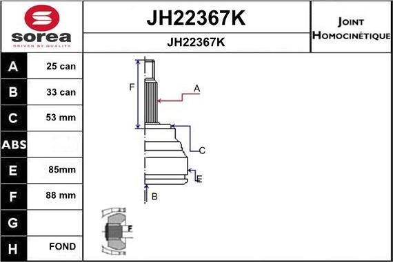 SNRA JH22367K - Шарнирный комплект, ШРУС, приводной вал autospares.lv