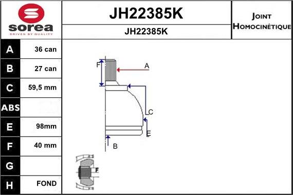 SNRA JH22385K - Шарнирный комплект, ШРУС, приводной вал autospares.lv