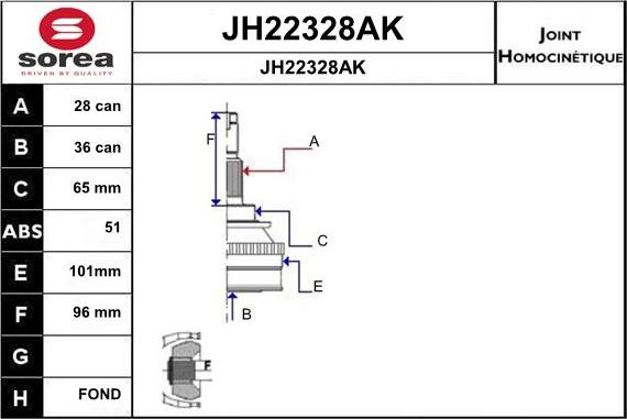 SNRA JH22328AK - Шарнирный комплект, ШРУС, приводной вал autospares.lv