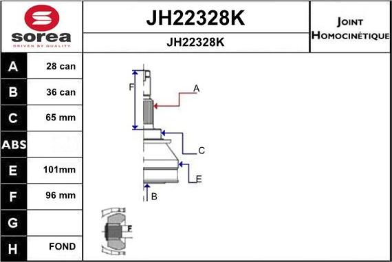 SNRA JH22328K - Шарнирный комплект, ШРУС, приводной вал autospares.lv