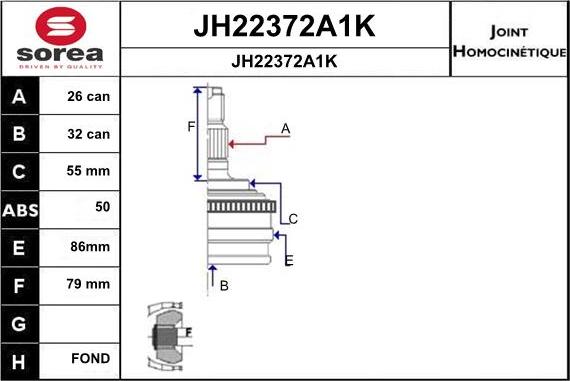 SNRA JH22372A1K - Шарнирный комплект, ШРУС, приводной вал autospares.lv