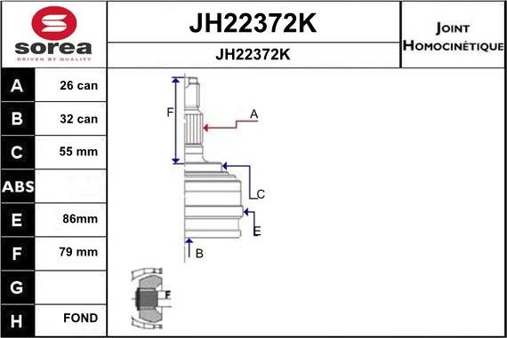 SNRA JH22372K - Шарнирный комплект, ШРУС, приводной вал autospares.lv