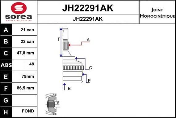 SNRA JH22291AK - Шарнирный комплект, ШРУС, приводной вал autospares.lv