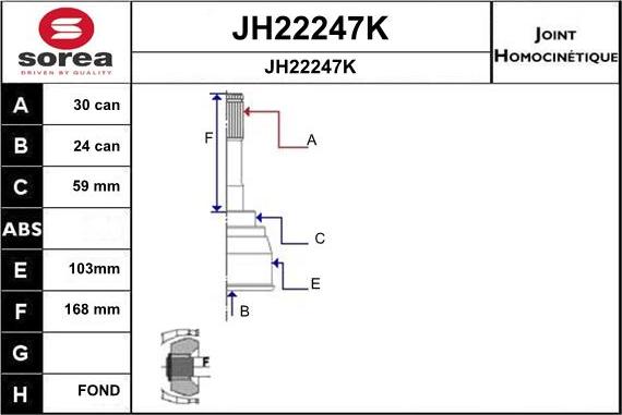 SNRA JH22247K - Шарнирный комплект, ШРУС, приводной вал autospares.lv