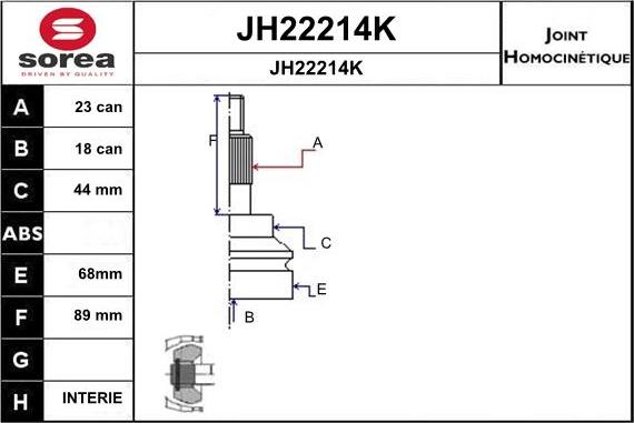 SNRA JH22214K - Шарнирный комплект, ШРУС, приводной вал autospares.lv