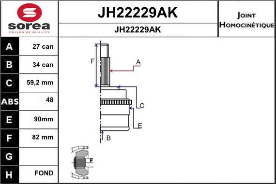 SNRA JH22229AK - Шарнирный комплект, ШРУС, приводной вал autospares.lv