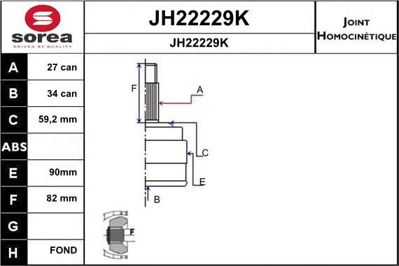 SNRA JH22229K - Шарнирный комплект, ШРУС, приводной вал autospares.lv