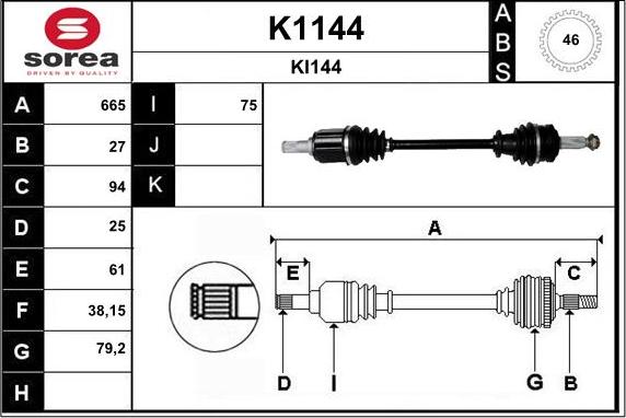 SNRA K1144 - Приводной вал autospares.lv