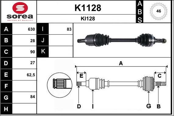 SNRA K1128 - Приводной вал autospares.lv