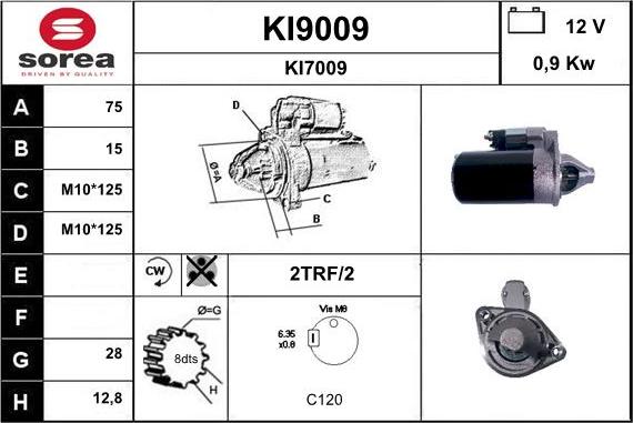 SNRA KI9009 - Стартер autospares.lv