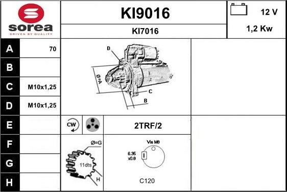 SNRA KI9016 - Стартер autospares.lv