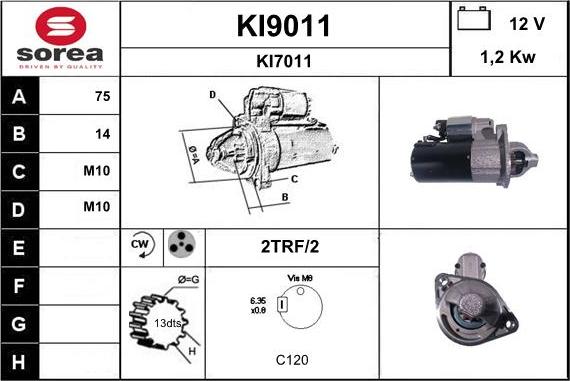 SNRA KI9011 - Стартер autospares.lv