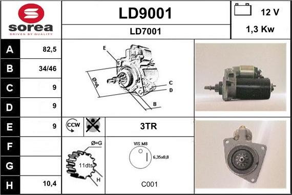 SNRA LD9001 - Стартер autospares.lv