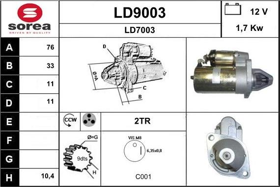 SNRA LD9003 - Стартер autospares.lv