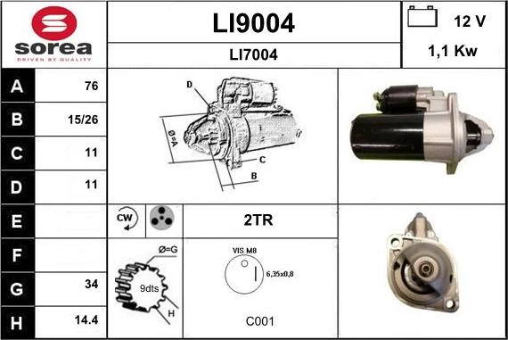 SNRA LI9004 - Стартер autospares.lv