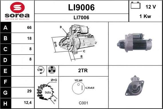 SNRA LI9006 - Стартер autospares.lv