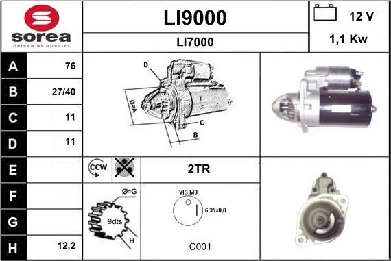 SNRA LI9000 - Стартер autospares.lv