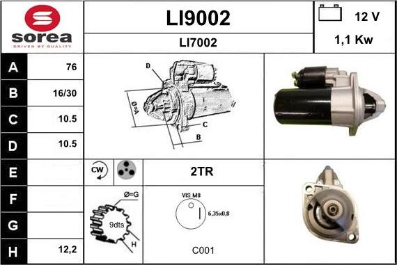 SNRA LI9002 - Стартер autospares.lv