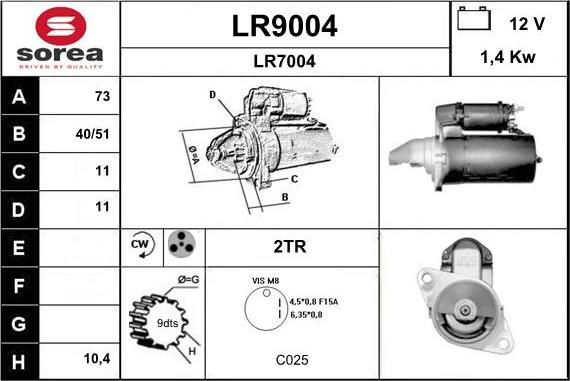 SNRA LR9004 - Стартер autospares.lv