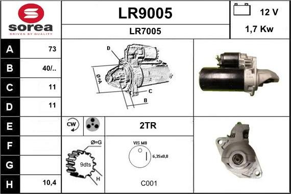 SNRA LR9005 - Стартер autospares.lv