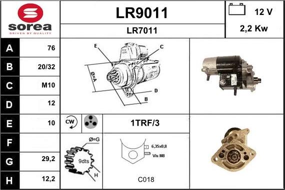 SNRA LR9011 - Стартер autospares.lv