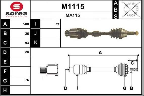 SNRA M1115 - Приводной вал autospares.lv