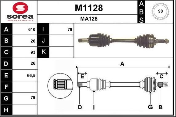 SNRA M1128 - Приводной вал autospares.lv