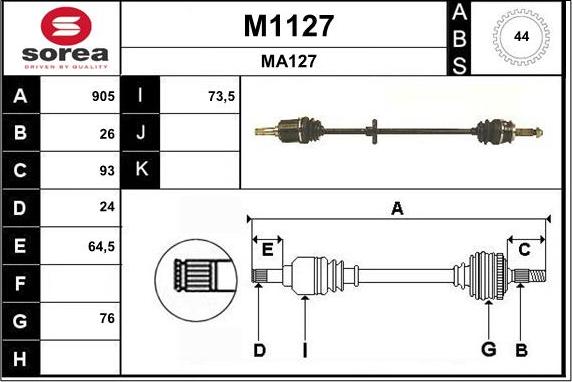 SNRA M1127 - Приводной вал autospares.lv