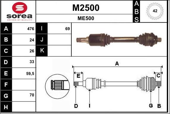 SNRA M2500 - Приводной вал autospares.lv