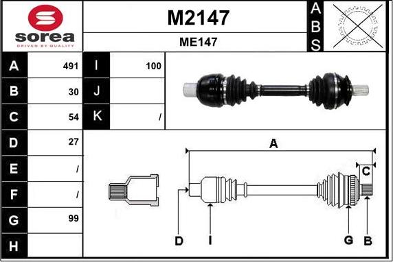 SNRA M2147 - Приводной вал autospares.lv