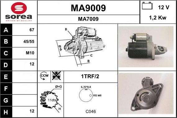 SNRA MA9009 - Стартер autospares.lv