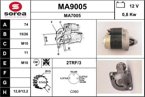 SNRA MA9005 - Стартер autospares.lv