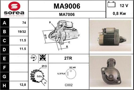 SNRA MA9006 - Стартер autospares.lv