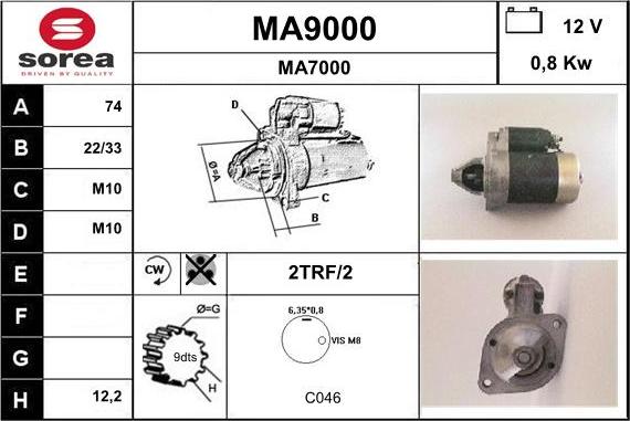 SNRA MA9000 - Стартер autospares.lv