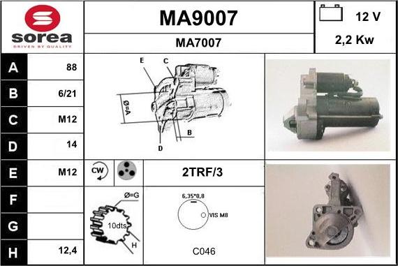 SNRA MA9007 - Стартер autospares.lv