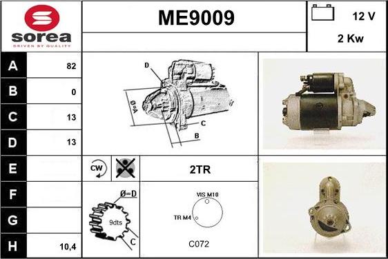 SNRA ME9009 - Стартер autospares.lv